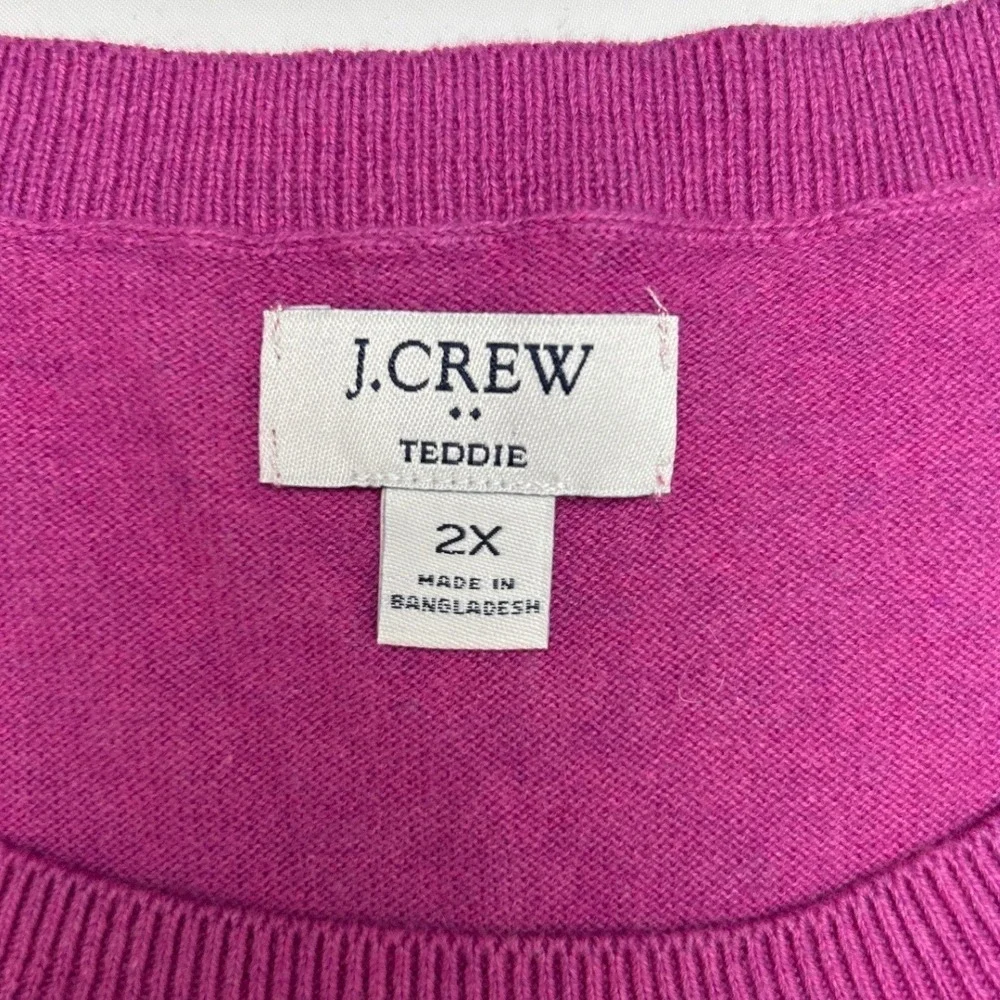 J.Crew Womens Crew Neck Long Sleeve Pullover Teddy Sweater Size 2X Purple Soft